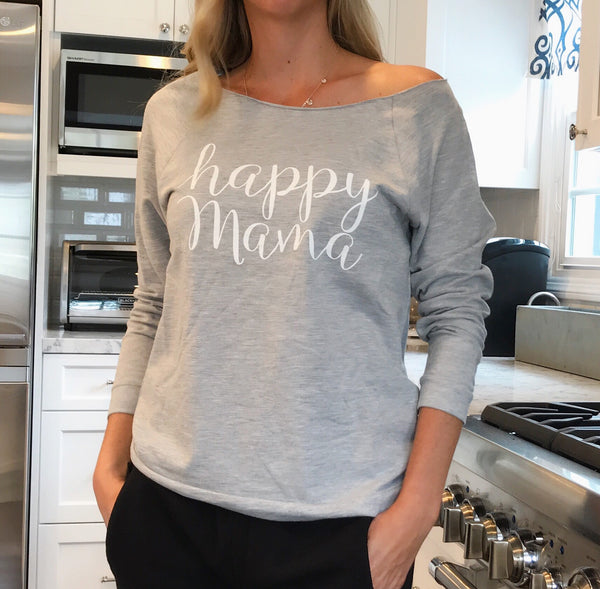 Heather Gray 3/4 Sleeve 'Happy Mama' Raglan