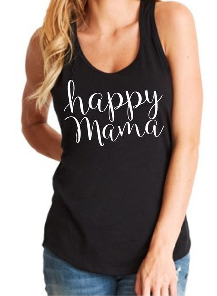 Black "Happy Mama" Racerback Tank