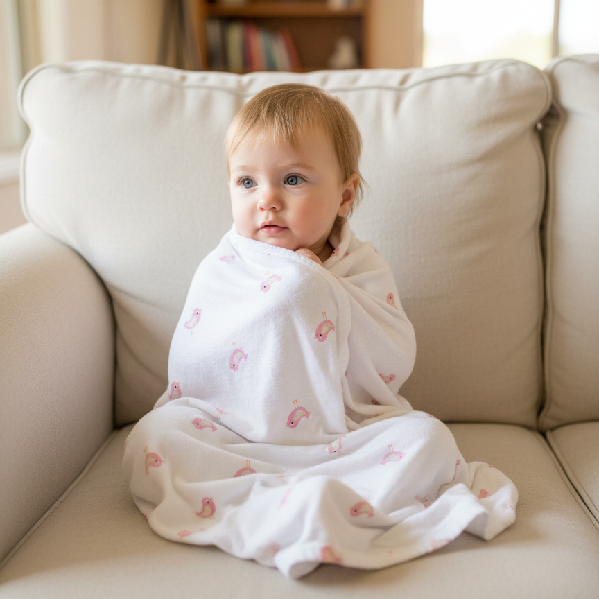 Pink bird Blanket Set - Shop Happy Mama 