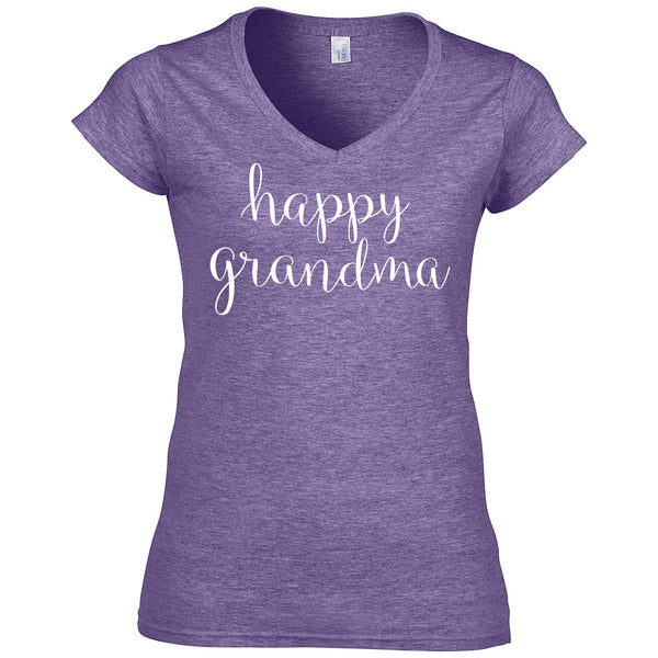 Violet Happy Grandma V-Neck Tee