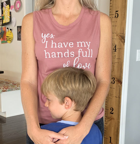 Mauve "Hands Full of Love" Muscle Tank