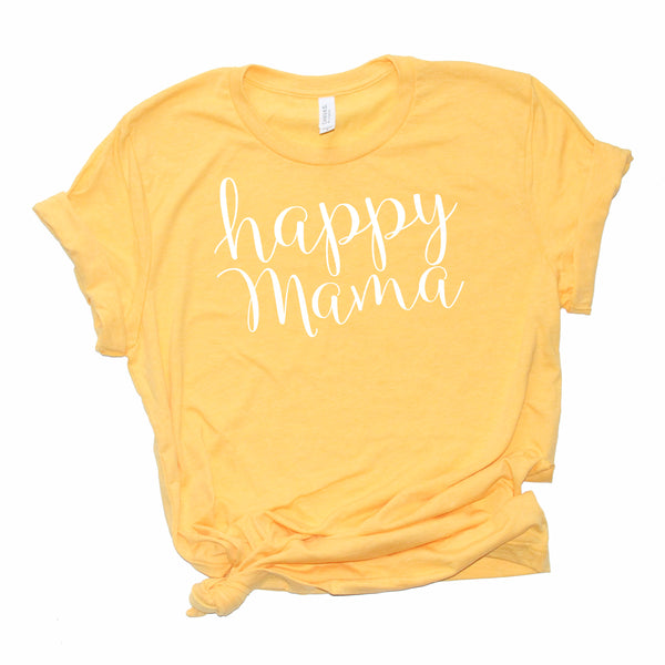Heather Yellow Gold 'Happy Mama' T-shirt