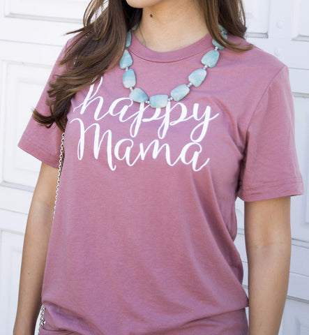 Mauve short sleeve Happy Mama Tee - Us+Four