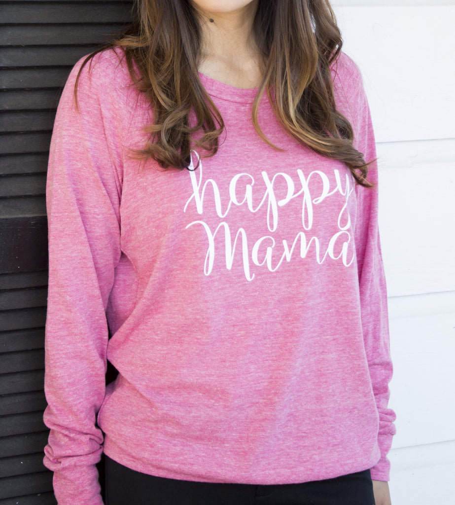 Fuchsia Long Sleeve Jersey Happy Mama Pullover - Us+Four