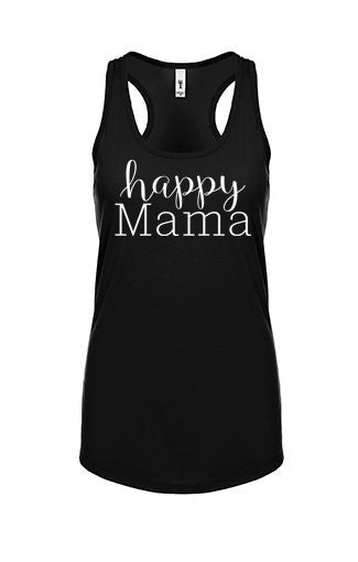 Black "Happy Mama" Racerback Tank - Us+Four