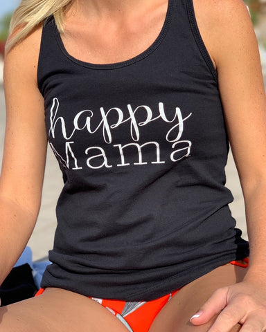Black "Happy Mama" Racerback Tank