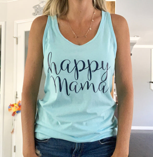 Light Blue Happy Mama Tank Top
