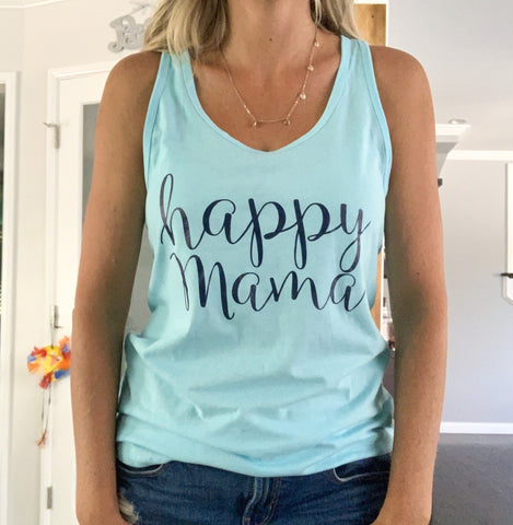 Light Blue Happy Mama Tank Top