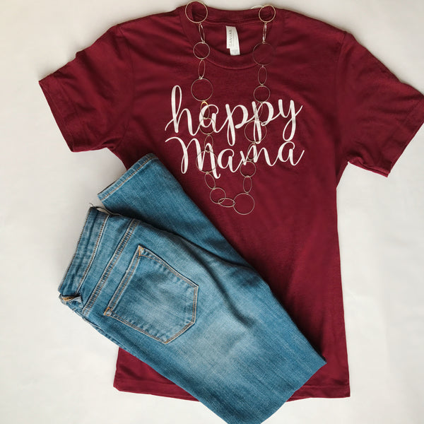 Scarlett Red Short Sleeve Happy Mama Tee - Us+Four