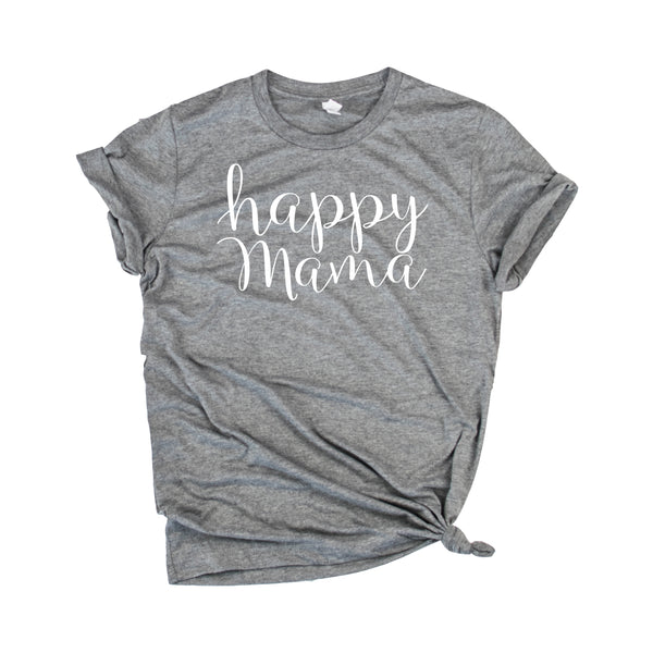 Gray Crew Neck 'Happy Mama' T-shirt