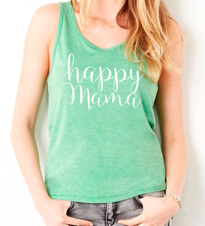 Green and white Happy Mama Tank Top - Us+Four