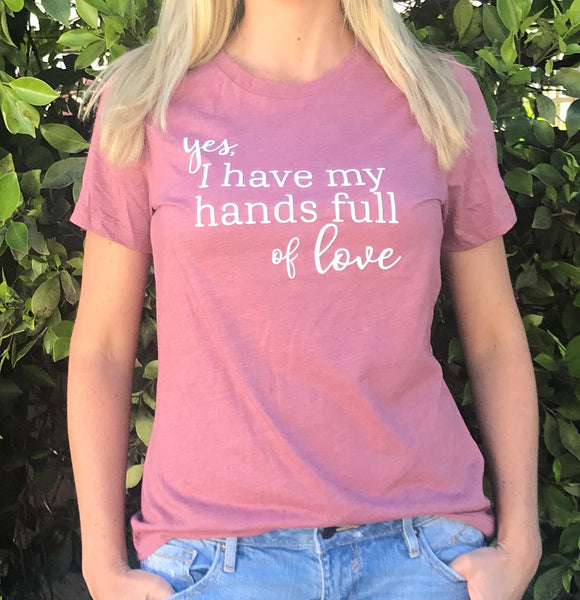 Heather Mauve "Hands Full of Love" Tee - Us+Four