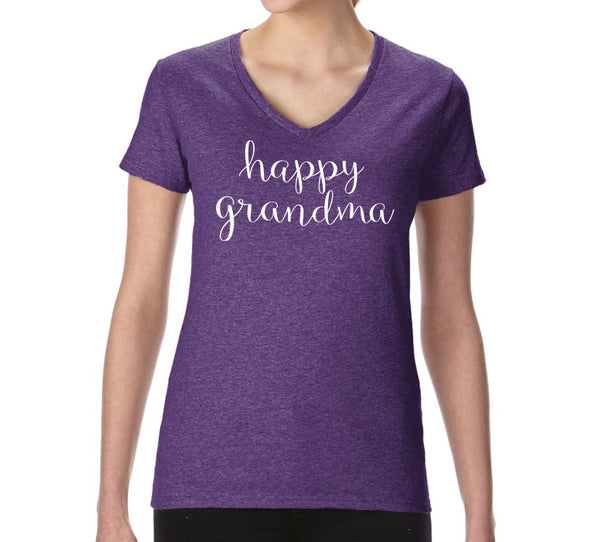 Violet Happy Grandma V-Neck Tee