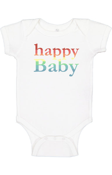 White Rainbow Happy Baby Bodysuit