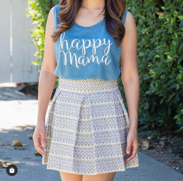 Heather Teal "Happy Mama" Muscle Tank