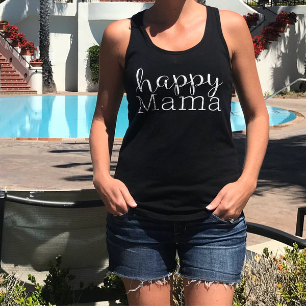 Black "Happy Mama" Racerback Tank