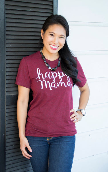 Scarlett Red Short Sleeve Happy Mama Tee - Us+Four