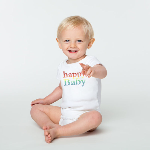 White Rainbow Happy Baby Bodysuit