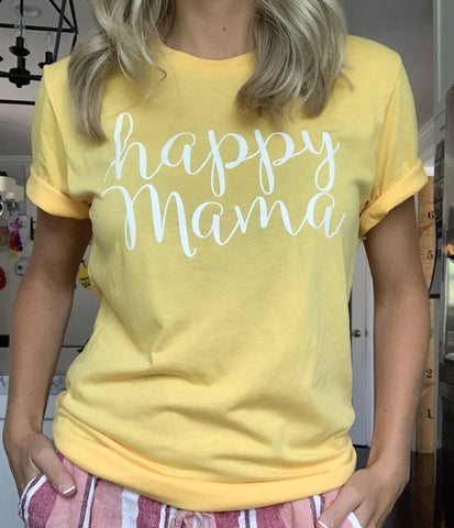 Heather Yellow Gold 'Happy Mama' T-shirt